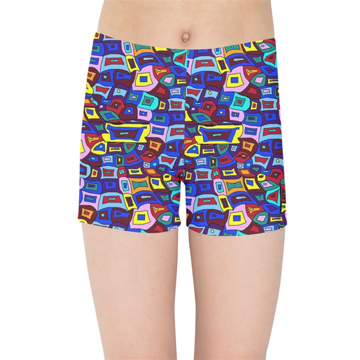 Wavy Squares Pattern Kids  Sports Shorts