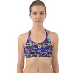 Wavy Squares Pattern Back Web Sports Bra by bloomingvinedesign