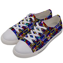 Wavy Squares Pattern Women s Low Top Canvas Sneakers by bloomingvinedesign