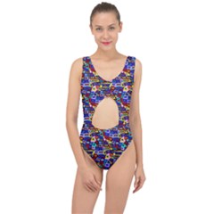 Wavy Squares Pattern Center Cut Out Swimsuit by bloomingvinedesign