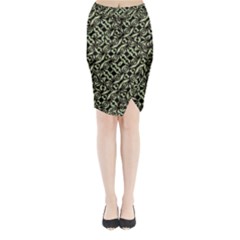 Modern Abstract Camouflage Patttern Midi Wrap Pencil Skirt