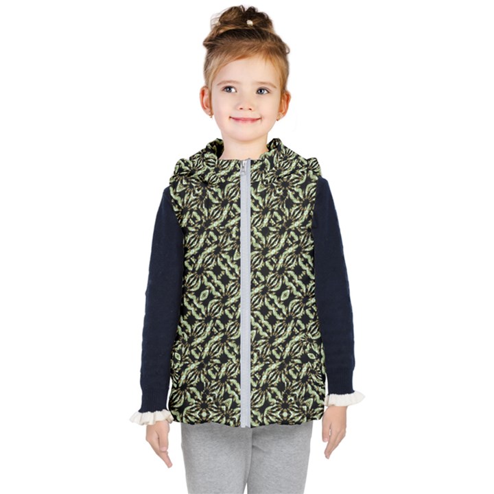 Modern Abstract Camouflage Patttern Kids  Hooded Puffer Vest