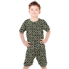 Modern Abstract Camouflage Patttern Kids  Tee And Shorts Set by dflcprintsclothing