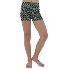 Modern Abstract Camouflage Patttern Kids  Lightweight Velour Yoga Shorts by dflcprintsclothing