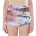 Watercolor Splatter Red/Blue High-Waisted Bikini Bottoms View1