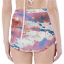 Watercolor Splatter Red/Blue High-Waisted Bikini Bottoms View2