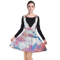 Watercolor Splatter Red/blue Plunge Pinafore Dress