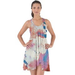 Watercolor Splatter Red/blue Show Some Back Chiffon Dress