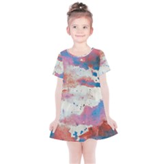 Watercolor Splatter Red/blue Kids  Simple Cotton Dress by blkstudio