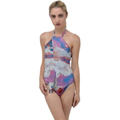 Watercolor Splatter Red/blue Go With The Flow One Piece Swimsuit