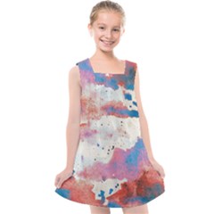 Watercolor Splatter Red/blue Kids  Cross Back Dress