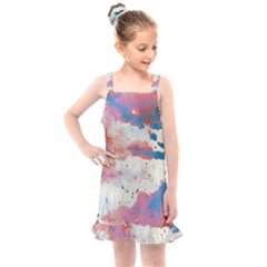 Watercolor Splatter Red/blue Kids  Overall Dress