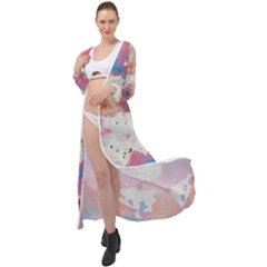 Watercolor Splatter Red/blue Maxi Chiffon Beach Wrap