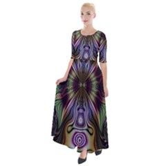 Digital Art Fractal Artwork Half Sleeves Maxi Dress