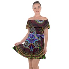 Art Artwork Fractal Digital Art Pattern Off Shoulder Velour Dress by Pakrebo