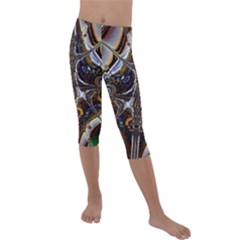 Abstract Art Artwork Fractal Design Kids  Lightweight Velour Capri Leggings  by Pakrebo