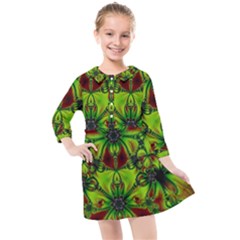 Abstract Art Fractal Artwork Kids  Quarter Sleeve Shirt Dress by Pakrebo