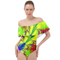 Abstract Art Art Design Modern Art Off Shoulder Velour Bodysuit 