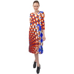 Digital Arts Fractals Futuristic Ruffle End Midi Chiffon Dress