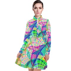 Design Background Concept Fractal Long Sleeve Chiffon Shirt Dress by Pakrebo