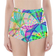 Design Background Concept Fractal High-waisted Bikini Bottoms by Pakrebo