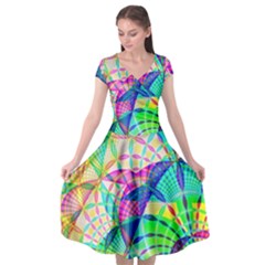 Design Background Concept Fractal Cap Sleeve Wrap Front Dress