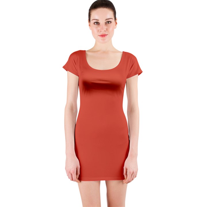 Tomato Red Short Sleeve Bodycon Dress