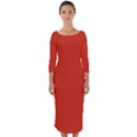 Tomato Red Quarter Sleeve Midi Bodycon Dress View1