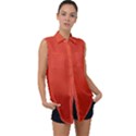 Tomato Red Sleeveless Chiffon Button Shirt View1