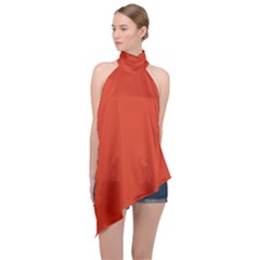 Tomato Red Halter Asymmetric Satin Top by blkstudio