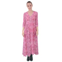 Flowers Decorative Ornate Color Button Up Maxi Dress by pepitasart