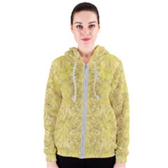 Flowers Decorative Ornate Color Yellow Women s Zipper Hoodie by pepitasart