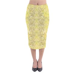 Flowers Decorative Ornate Color Yellow Velvet Midi Pencil Skirt by pepitasart