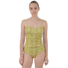 Flowers Decorative Ornate Color Yellow Sweetheart Tankini Set by pepitasart