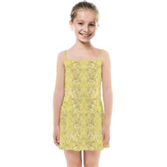 Flowers Decorative Ornate Color Yellow Kids  Summer Sun Dress by pepitasart