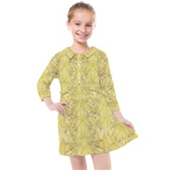 Flowers Decorative Ornate Color Yellow Kids  Quarter Sleeve Shirt Dress by pepitasart