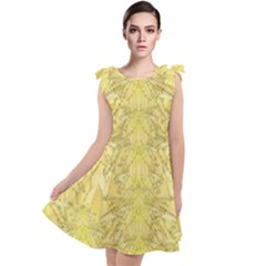 Flowers Decorative Ornate Color Yellow Tie Up Tunic Dress by pepitasart