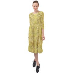 Flowers Decorative Ornate Color Yellow Ruffle End Midi Chiffon Dress by pepitasart