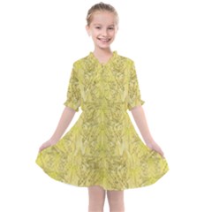 Flowers Decorative Ornate Color Yellow Kids  All Frills Chiffon Dress