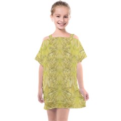 Flowers Decorative Ornate Color Yellow Kids  One Piece Chiffon Dress by pepitasart