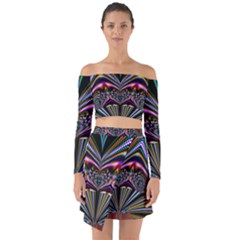 Abstract Art Artwork Fractal Design Off Shoulder Top With Skirt Set by Pakrebo