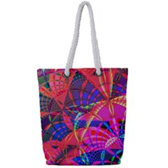 Design Background Concept Fractal Full Print Rope Handle Tote (small) by Pakrebo