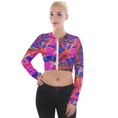 Design Background Concept Fractal Long Sleeve Cropped Velvet Jacket