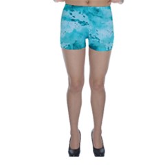 Watercolor Splatter Aqua Skinny Shorts