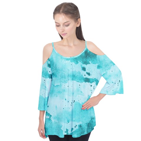 Watercolor Splatter Aqua Flutter Tees by blkstudio