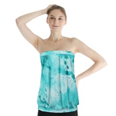 Watercolor Splatter Aqua Strapless Top