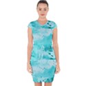 Watercolor Splatter Aqua Capsleeve Drawstring Dress  View1