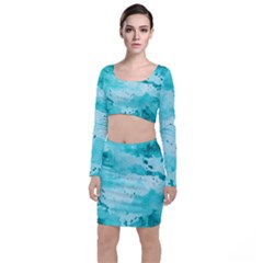 Watercolor Splatter Aqua Top And Skirt Sets