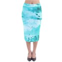 Watercolor Splatter Aqua Velvet Midi Pencil Skirt View1