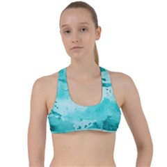 Watercolor Splatter Aqua Criss Cross Racerback Sports Bra